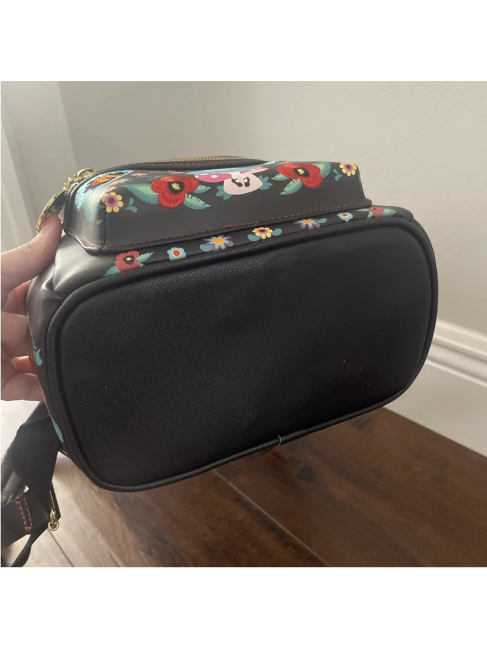 Loungefly Alice in Wonderland Black Floral Mini Backpack Disney - Picture 10 of 15